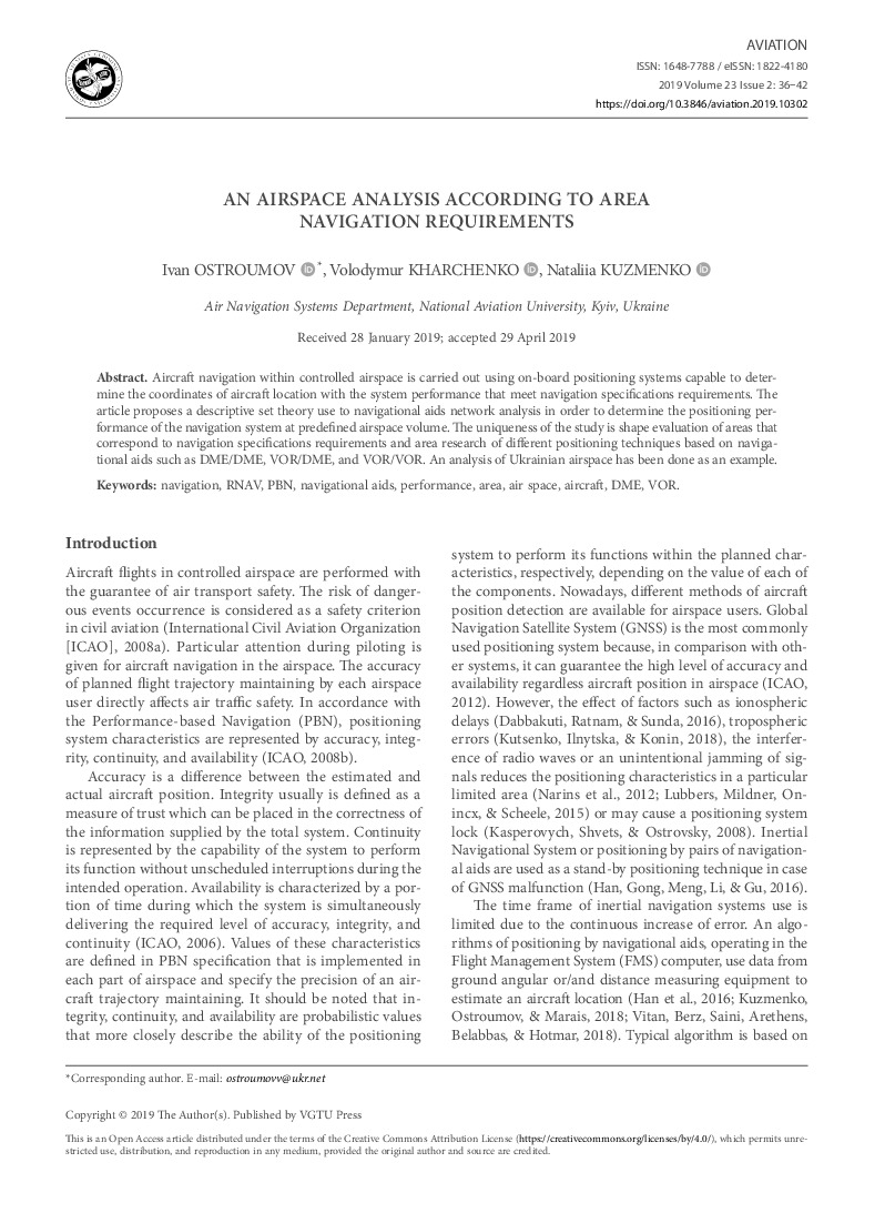 An airspace analysis according to area navigation requirements