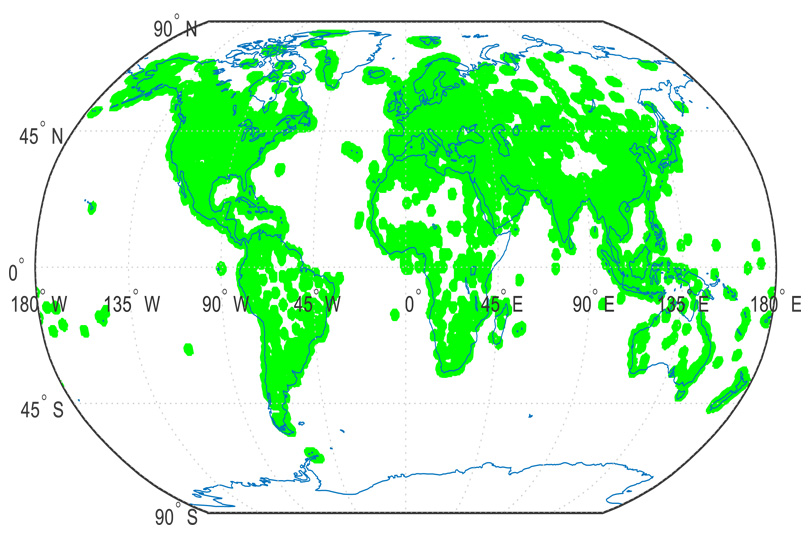 Modelling and simulation of DME Navigation global Service volume