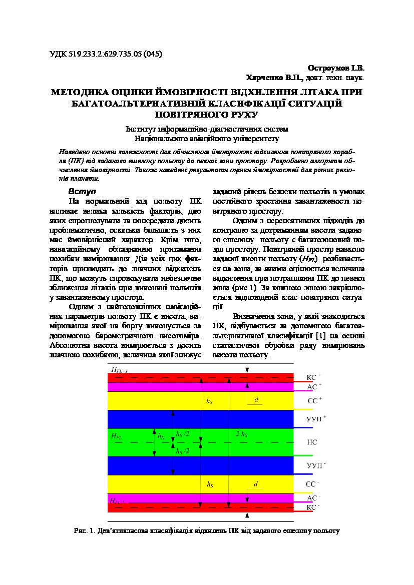 Principles of estimated probability of aircraft deviation in multiple-choice classification of air traffic situations 