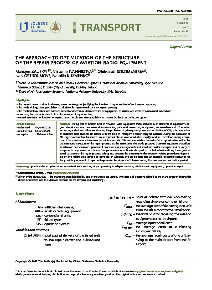 The approach to optimization of the structure of the repair process of aviation radio equipment