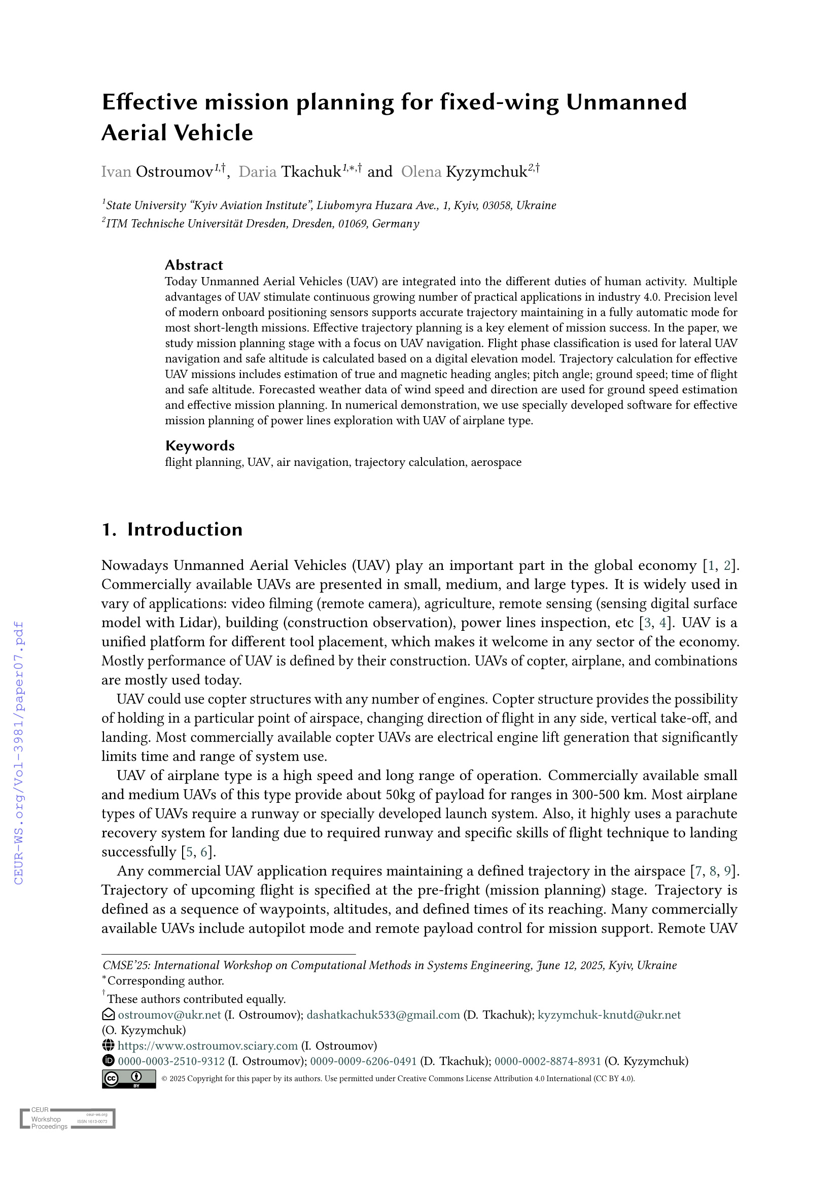 Effective mission planning for fixed-wing Unmanned Aerial Vehicle